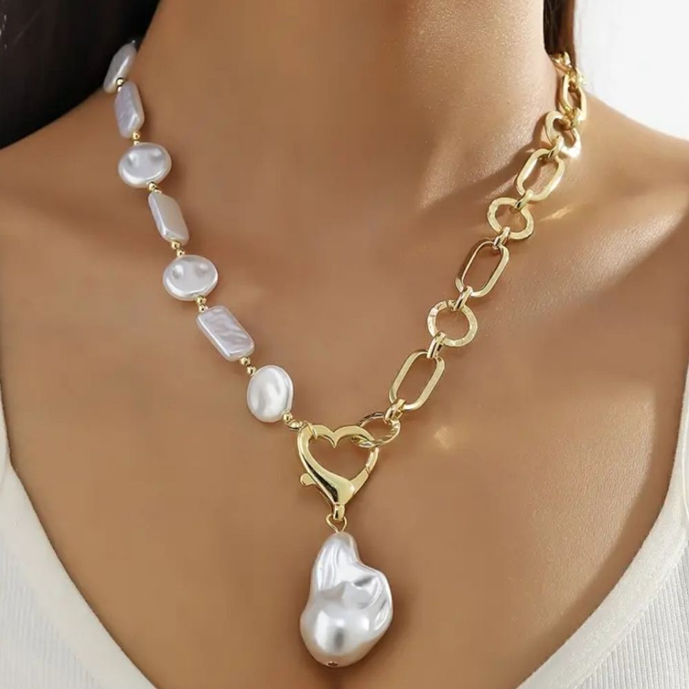 Baroque Style Lab Pearl Pendant Necklace
